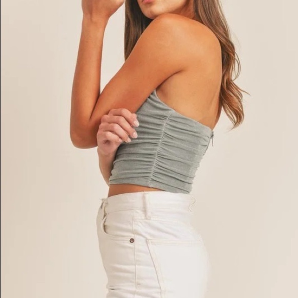 Shimmer Fitted Crop Top - Sage